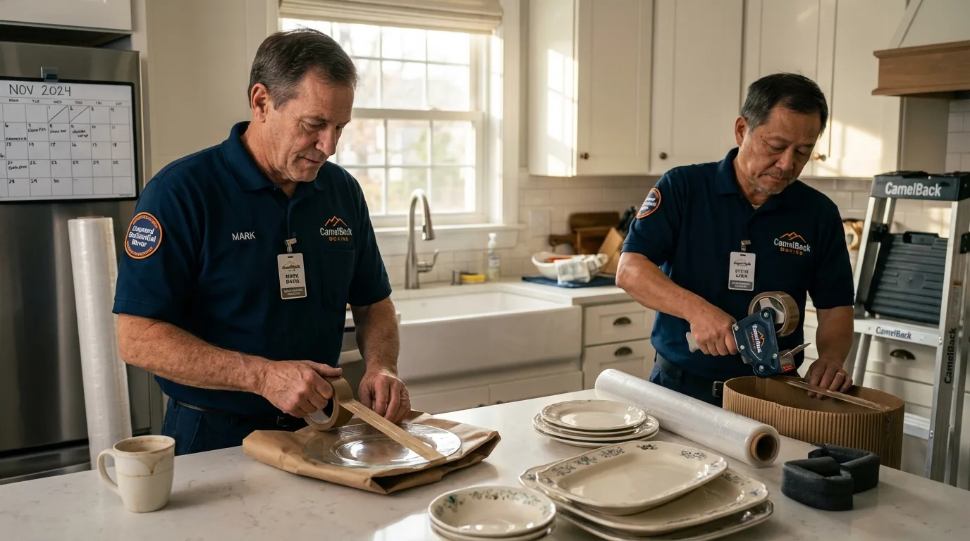 Professional crew packing kitchen dishware in Winston, OR